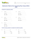 Subtraction Patterns Over Increasing Place Values (Within 1000) - place-value - Third Grade