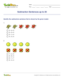 Subtraction Sentences up to 20 - subtraction - First Grade