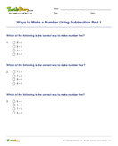 Ways to Make a Number Using Subtraction Part 1 - subtraction - First Grade