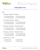 Adding Mixed Time - time - Fourth Grade