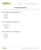 Variable Expressions - variables - Fifth Grade