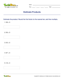 Estimate Products - whole-numbers - Third Grade