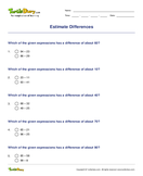 Estimate Differences - whole-numbers - Third Grade