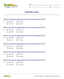 Estimate Sums - whole-numbers - Third Grade