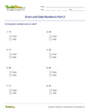 Even and Odd Numbers Part 2 - whole-numbers - Second Grade