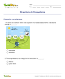 Organisms In Ecosystems - biology - Fourth Grade